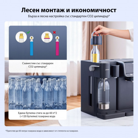 Modul suplimentar pentru apă carbogazoasă și apă rece Jimmy Matrix S9, pentru M9 Pro, 0,75 l, până la 2 sticle de câte 0,5 l, 10-15 °C, gri
