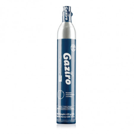 Butelie de CO2 Gaziro, 425 g, pentru 60-80 l, compatibilă cu modulul Jimmy S9, reîncărcabilă, albastră/inoxidabilă