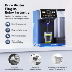 Sistem de purificare a apei Jimmy Matrix M9 Pro, 2200 W, 4 setări de debit, 6 setări de temperatură, filtrare în 7 etape, protecție UV, ecran tactil cu LED, protecție pentru copii, gri