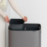 Coș de gunoi Brabantia Bo Touch 1001271, 2x30 l, deschidere lină și silențioasă, deschidere largă, gri închis