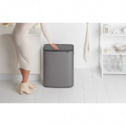 Coș de gunoi Brabantia Bo Touch 1001271, 2x30 l, deschidere lină și silențioasă, deschidere largă, gri închis