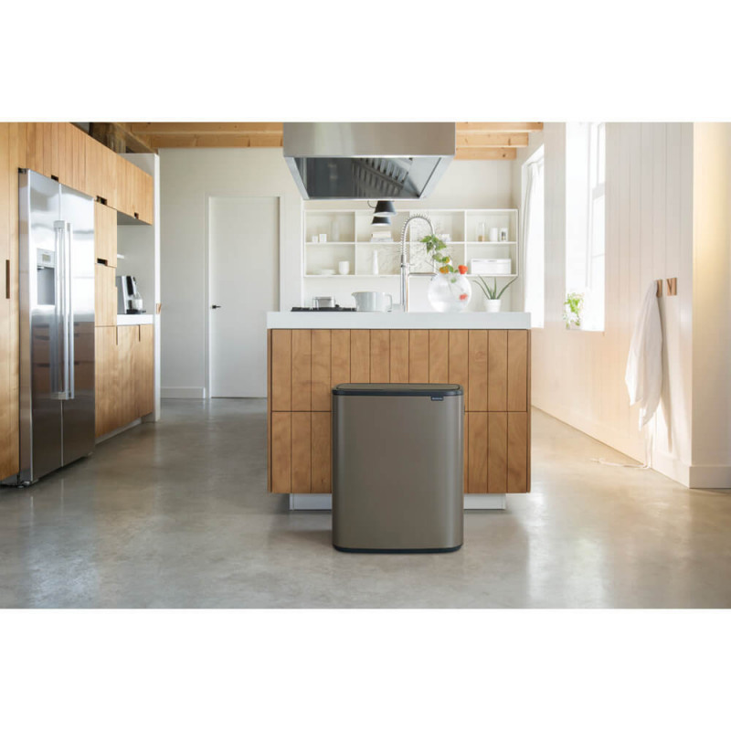 Coș de gunoi Brabantia Bo Touch 1001271, 2x30 l, deschidere lină și silențioasă, deschidere largă, gri închis