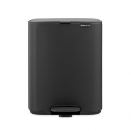 Coș de gunoi Brabantia Bo Pedal 1010133, 12 l, închidere ușoară, bază antiderapantă, acoperire minerală, gri închis