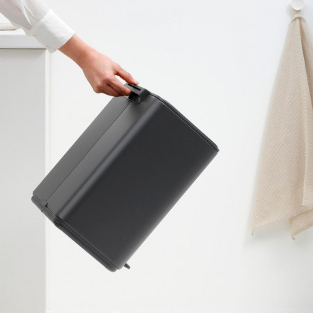 Coș de gunoi Brabantia Bo Pedal 1010133, 12 l, închidere ușoară, bază antiderapantă, acoperire minerală, gri închis