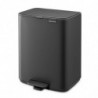 Coș de gunoi Brabantia Bo Pedal 1010133, 12 l, închidere ușoară, bază antiderapantă, acoperire minerală, gri închis