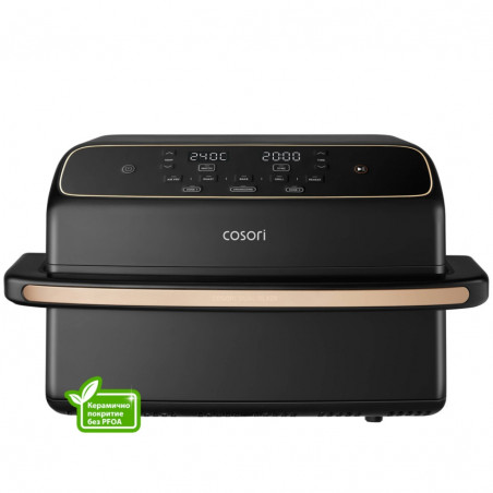 Friteuză cu aer cald Cosori Dual Blaze TwinFry Compact CAF-TF801, 2700 W, 8,6 l, 35-240 °C, 5 programe, acoperire ceramică, sincronizare, negru/aur roz