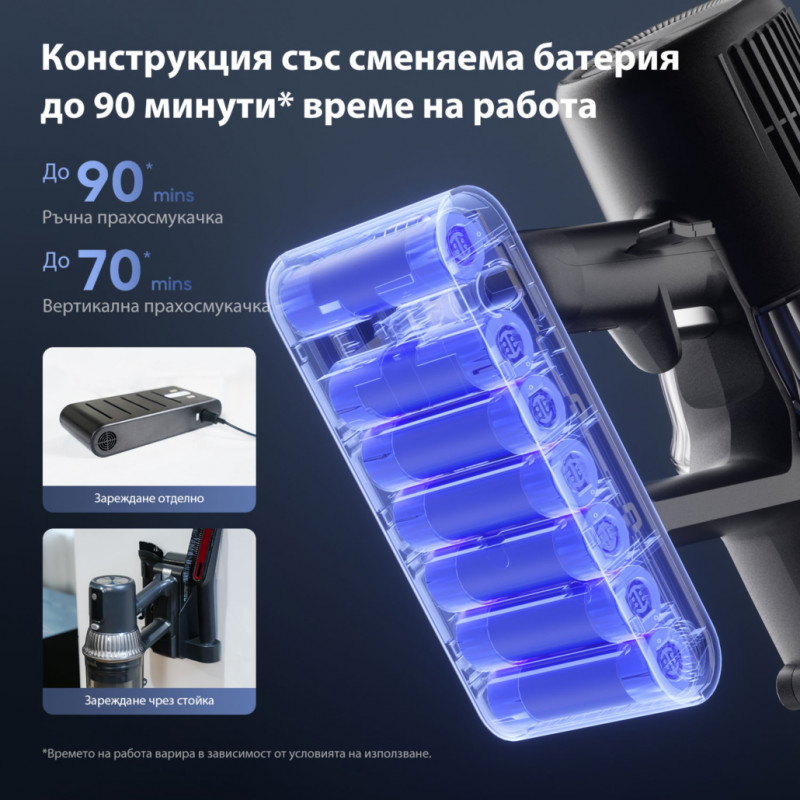 Aspirator vertical 3-în-1 JIMMY JV10 Pro Aqua, 800 W, 0,6 l, 90 min, curățare uscată/umedă + lustruire, 4 moduri, senzor de praf, reglare automată a puterii, alb/negru