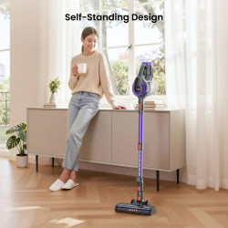 Aspirator vertical Yaber L10, 170 W, 0,6 l, 80 000 rpm, 35 min, 2 trepte de putere, Filtru HEPA, Iluminare LED a periei, Violet/Gri