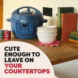 Multicooker Instant Pot Classic Mini 140800701, 800 W, 3,8 l, 7 programe, butoane „Favorite”, ecran LCD, oțel inoxidabil, albastru