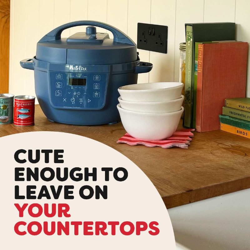 Multicooker Instant Pot Classic Mini 140800701, 800 W, 3,8 l, 7 programe, butoane „Favorite”, ecran LCD, oțel inoxidabil, albastru