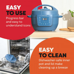 Multicooker Instant Pot Classic Mini 140800701, 800 W, 3,8 l, 7 programe, butoane „Favorite”, ecran LCD, oțel inoxidabil, albastru
