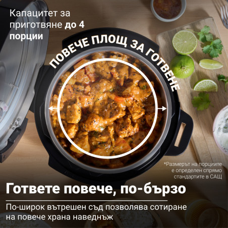 Multicooker Instant Pot Classic Mini 140800701, 800 W, 3,8 l, 7 programe, butoane „Favorite”, ecran LCD, oțel inoxidabil, albastru