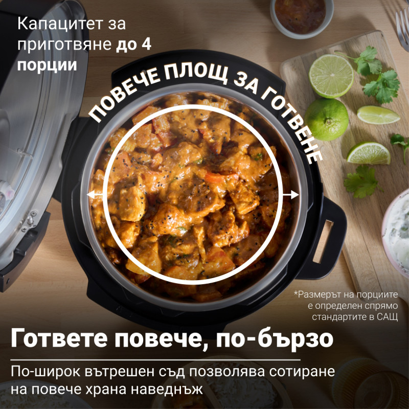 Multicooker Instant Pot Classic Mini 140800001, 800W, 3.8 l, 7 programe, Afisaj LCD, Otel inoxidabil, Negru