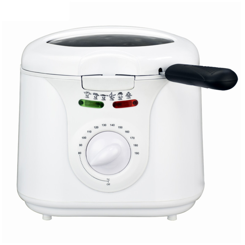 Friteuză Elite EDFF-1290W, 1300 W, 2 litri, 80-190 °C, fereastră de vizualizare, Cool Touch, alb
