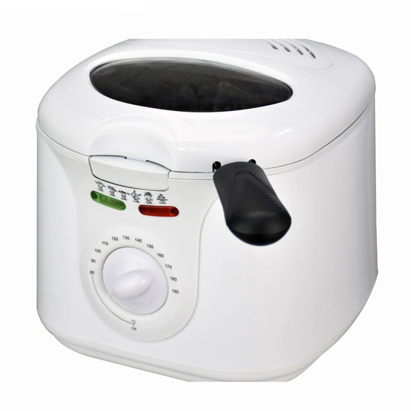 Friteuză Elite EDFF-1290W, 1300 W, 2 litri, 80-190 °C, fereastră de vizualizare, Cool Touch, alb
