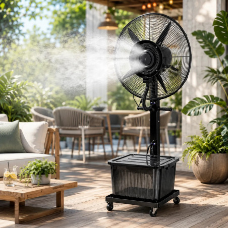 Ventilator cu pulverizare de apă Lamarque LFM-3343BL, 260 W, 26 inci, 41 l, până la 50 m³, motor din aluminiu, 3 viteze, negru