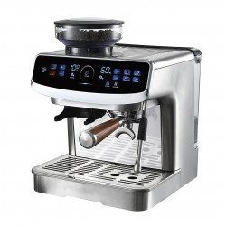 La mâna a doua: Espressor manual cu rasnita incorporata Finlux FEM-1935D, 2450W, Pompa italiana ULKA 20 bar, 2.2 Ș, 250 g, Cafea boabe si macinata, Spumare lapte, Ecran tactil, Inox