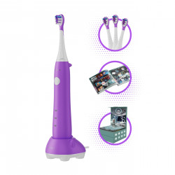 Perie de dinți electrică cu sunet AENO DB9 ADB0009V, 19 200 de vibrații/min, Pentru copii, DuPont™, Cronometru, 4 moduri, 45 de zile cu o singură încărcare, IPX7, Violet