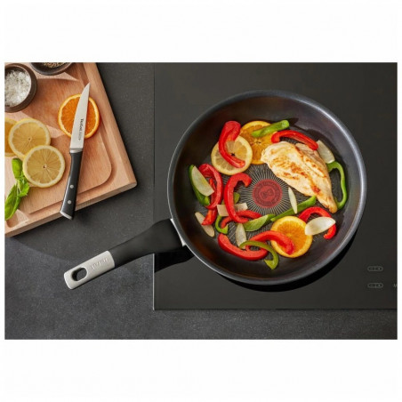 La mâna a doua: Tiga Tefal G2550572, 26 cm, Thermo-Spot, acoperire antiaderentă din titan X6, pentru plite cu inducție, negru