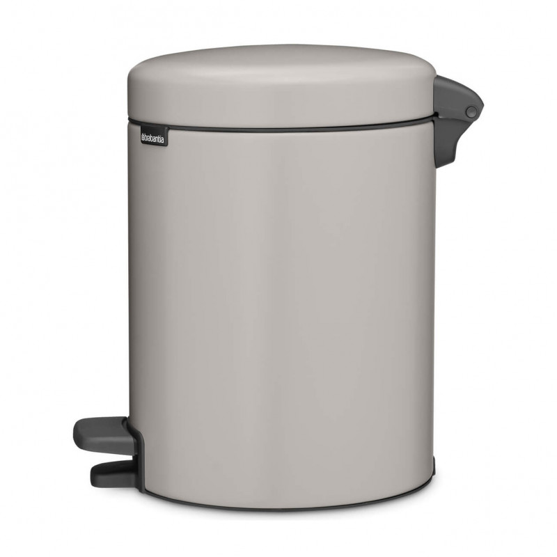 Coș de gunoi cu pedală Brabantia NewIcon 1010434, 5 l, închidere ușoară, bază antiderapantă, gri deschis