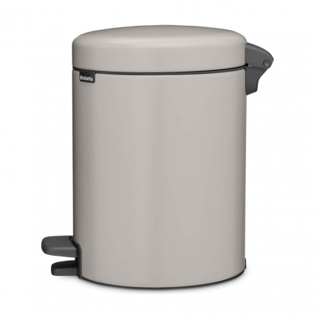 Coș de gunoi cu pedală Brabantia NewIcon 1010434, 5 l, închidere ușoară, bază antiderapantă, gri deschis