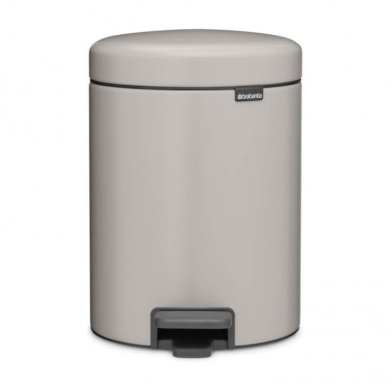 Coș de gunoi cu pedală Brabantia NewIcon 1010434, 5 l, închidere ușoară, bază antiderapantă, gri deschis