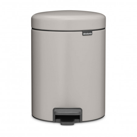 Coș de gunoi cu pedală Brabantia NewIcon 1010434, 5 l, închidere ușoară, bază antiderapantă, gri deschis
