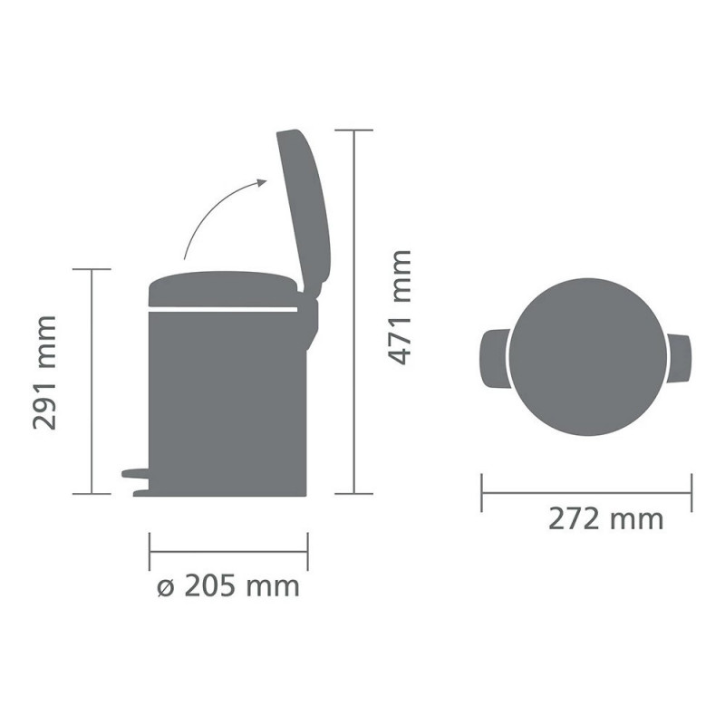 Coș de gunoi cu pedală Brabantia NewIcon 1010434, 5 l, închidere ușoară, bază antiderapantă, gri deschis