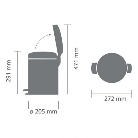 Coș de gunoi cu pedală Brabantia NewIcon 1010434, 5 l, închidere ușoară, bază antiderapantă, gri deschis