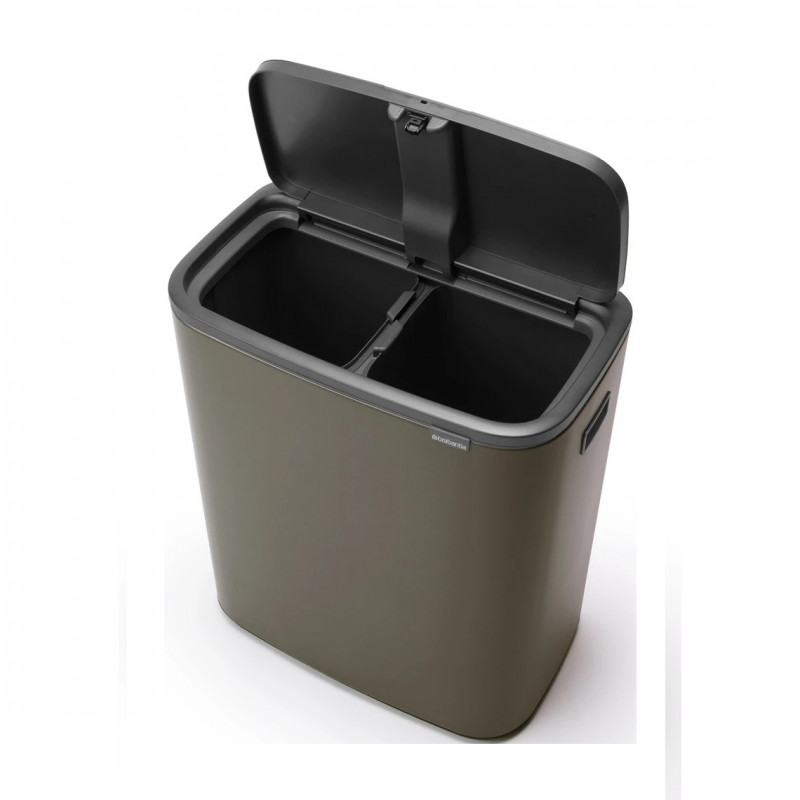 Coș de gunoi Brabantia Bo Touch 1001271, 2x30 l, deschidere lină și silențioasă, deschidere largă, gri închis