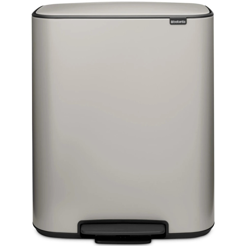 Coș de gunoi Brabantia Bo Pedal 1010450, 2x30 l, închidere lină, bază antiderapantă, gri deschis