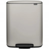 Coș de gunoi Brabantia Bo Pedal 1010450, 2x30 l, închidere lină, bază antiderapantă, gri deschis