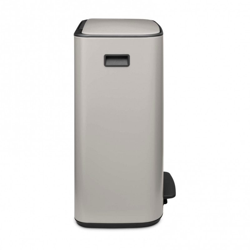 Coș de gunoi Brabantia Bo Pedal 1010450, 2x30 l, închidere lină, bază antiderapantă, gri deschis