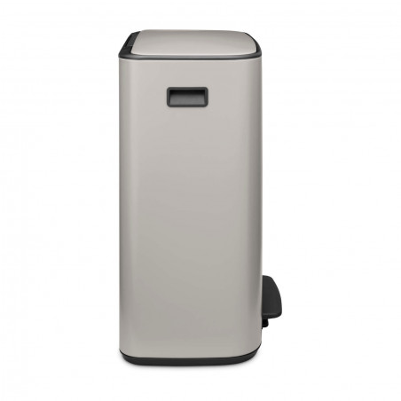 Coș de gunoi Brabantia Bo Pedal 1010450, 2x30 l, închidere lină, bază antiderapantă, gri deschis