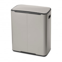 Coș de gunoi Brabantia Bo Pedal 1010450, 2x30 l, închidere lină, bază antiderapantă, gri deschis