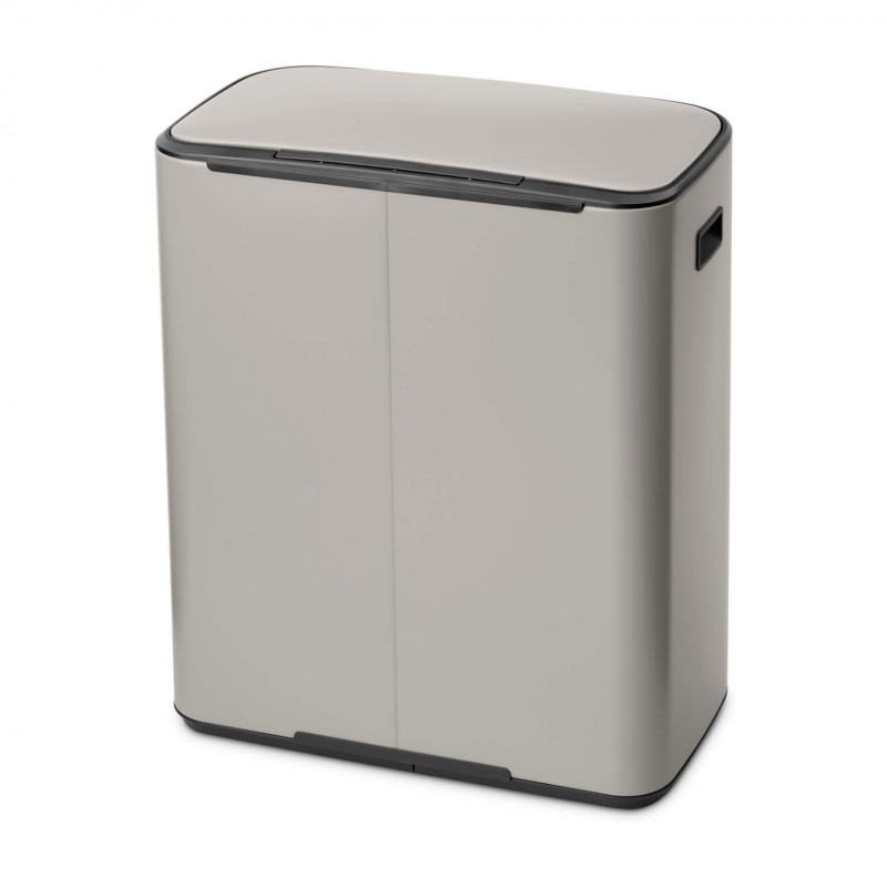 Coș de gunoi Brabantia Bo Pedal 1010450, 2x30 l, închidere lină, bază antiderapantă, gri deschis