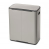 Coș de gunoi Brabantia Bo Pedal 1010450, 2x30 l, închidere lină, bază antiderapantă, gri deschis