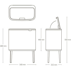 Coș de gunoi Brabantia Bo Touch 1010451, 36 l, deschidere lină și silențioasă, deschidere largă, gri deschis