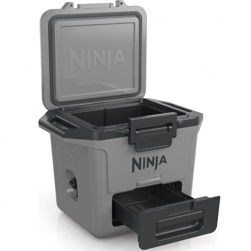 Lada frigorifica Ninja FrostVault FB131EUGY, 28 l, Pasiva, 48 doze, Pastreaza gheata pana la 5 zile, Compartiment uscat, Gri