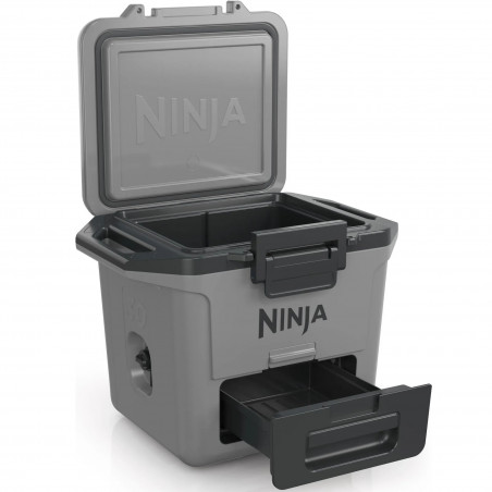 Lada frigorifica Ninja FrostVault FB131EUGY, 28 l, Pasiva, 48 doze, Pastreaza gheata pana la 5 zile, Compartiment uscat, Gri