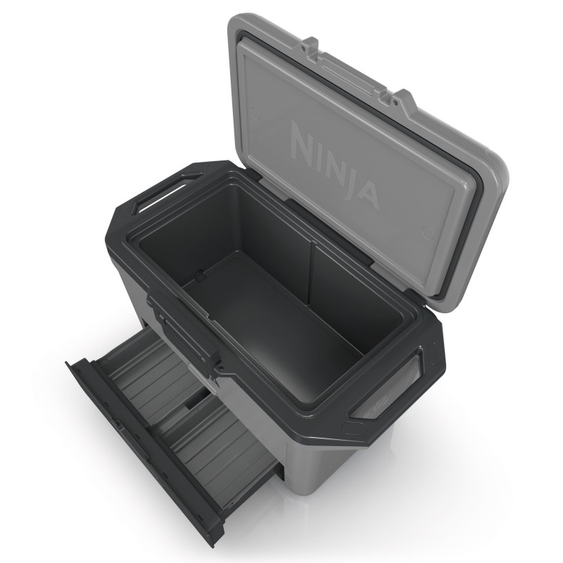 Lada frigorifica Ninja FrostVault FB151EUGY, 47 l, Pasiva, 80 doze, Pastreaza gheata pana la 6 zile, Compartiment uscat, Gri