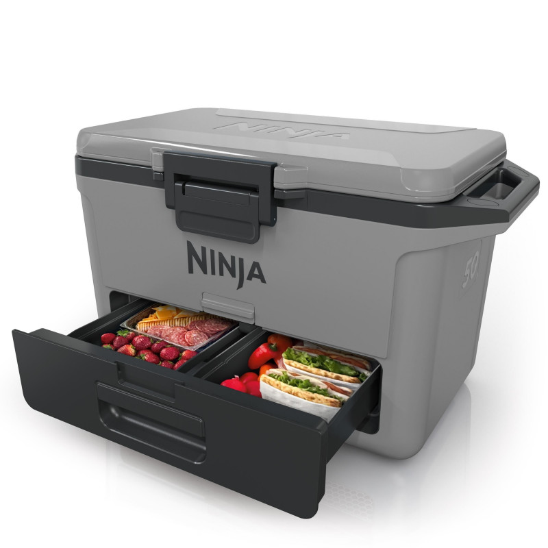 Lada frigorifica Ninja FrostVault FB151EUGY, 47 l, Pasiva, 80 doze, Pastreaza gheata pana la 6 zile, Compartiment uscat, Gri