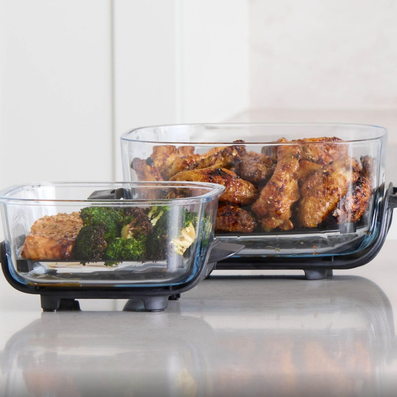 Friteuză cu aer cald 4-în-1 Ninja CRISPi FN102EU, 1700 W, 3,8 + 1,4 l, 70-185 °C, TempWare, plăci ceramice, fără PFAS, design portabil, alb