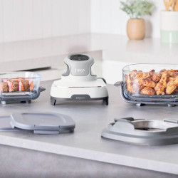 Friteuză cu aer cald 4-în-1 Ninja CRISPi FN102EU, 1700 W, 3,8 + 1,4 l, 70-185 °C, TempWare, plăci ceramice, fără PFAS, design portabil, alb