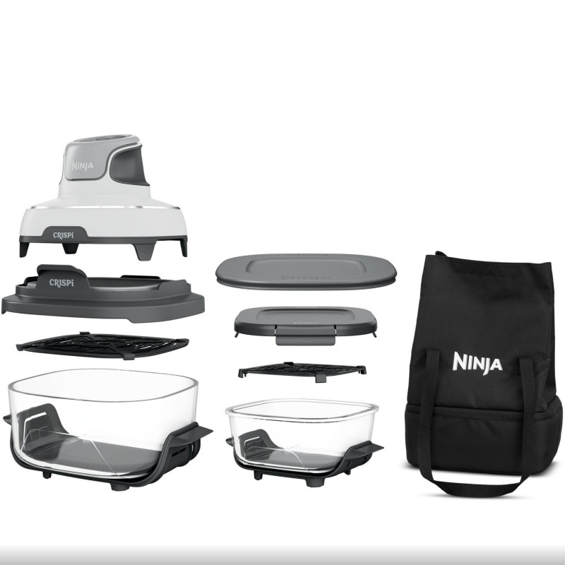 Friteuză cu aer cald 4-în-1 Ninja CRISPi FN102EU, 1700 W, 3,8 + 1,4 l, 70-185 °C, TempWare, plăci ceramice, fără PFAS, design portabil, alb