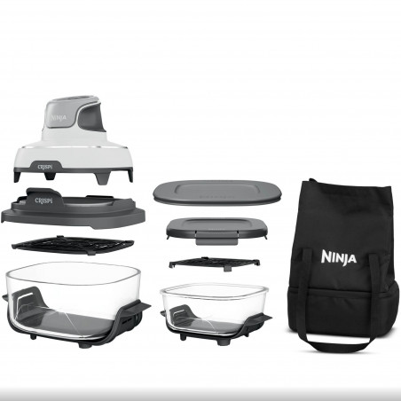Friteuză cu aer cald 4-în-1 Ninja CRISPi FN102EU, 1700 W, 3,8 + 1,4 l, 70-185 °C, TempWare, plăci ceramice, fără PFAS, design portabil, alb