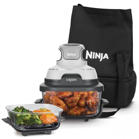 Friteuză cu aer cald 4-în-1 Ninja CRISPi FN102EU, 1700 W, 3,8 + 1,4 l, 70-185 °C, TempWare, plăci ceramice, fără PFAS, design portabil, alb