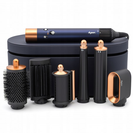 Ondulator de par Dyson 107163-01 HS08 Airwrap i.d.™ T1/T2 PBu/RCo Straight + Wavy, 1300 W, 13,5 l/s, Ondulare automata, Ionizare, 3 viteze, 3 temperaturi, Bluetooth, Bleumarin/Cupru