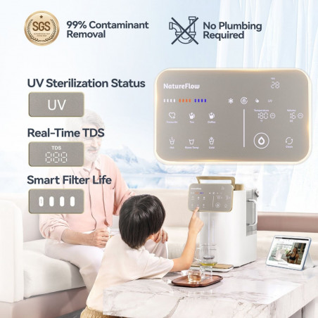 Filtru Pre-RO pentru NatureFlow F4 Ultra, Osmoză inversă, Filtrare preliminară, Cărbune activ, Bumbac PP, NSF 42, Fără BPA, Alb
