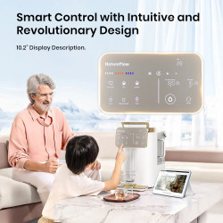 Sistem de purificare a apei NatureFlow Y6 Ultra, 5 litri, apă caldă și rece, filtrare în 10 etape, osmoză inversă, alb/auriu